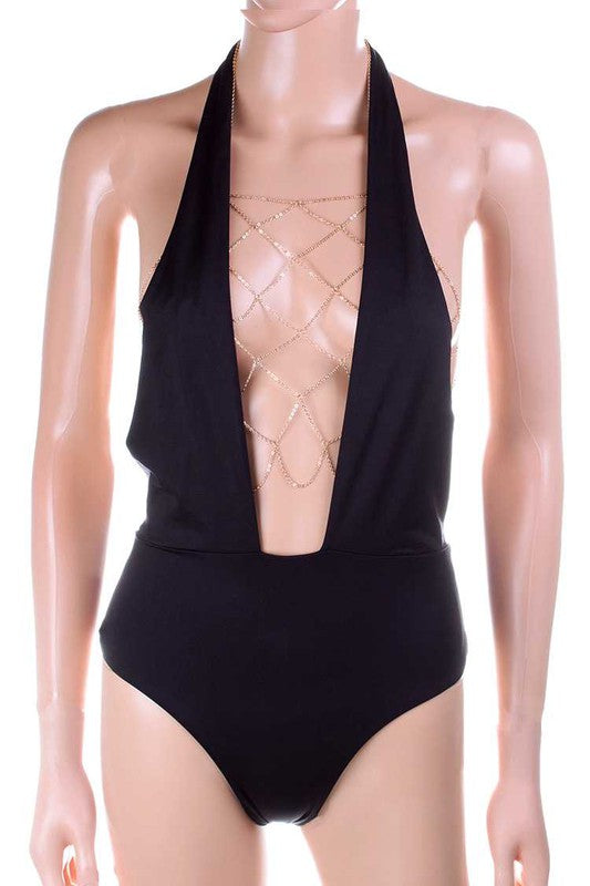 Iconic Chain Net Halter Bra Chain