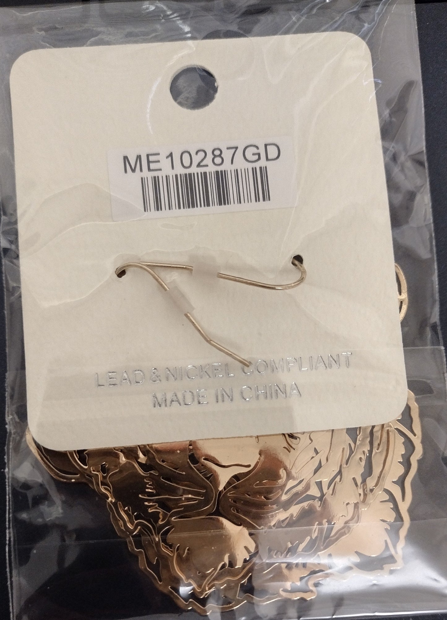 Tiger Mascot Filigree Dangle Hook Earrings