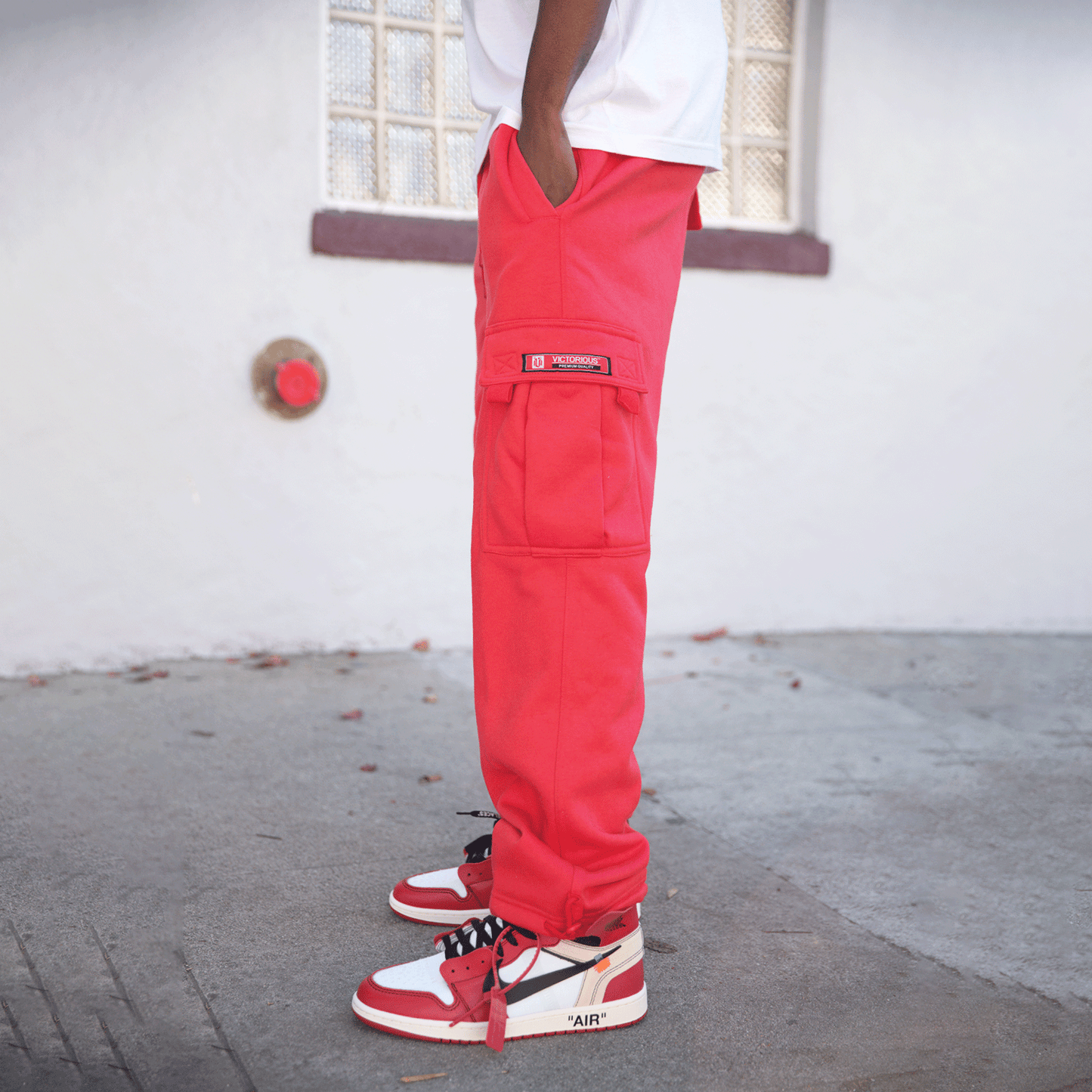 SOLID FLEECE HEAVYWEIGHT CARGO SWEATPANTS