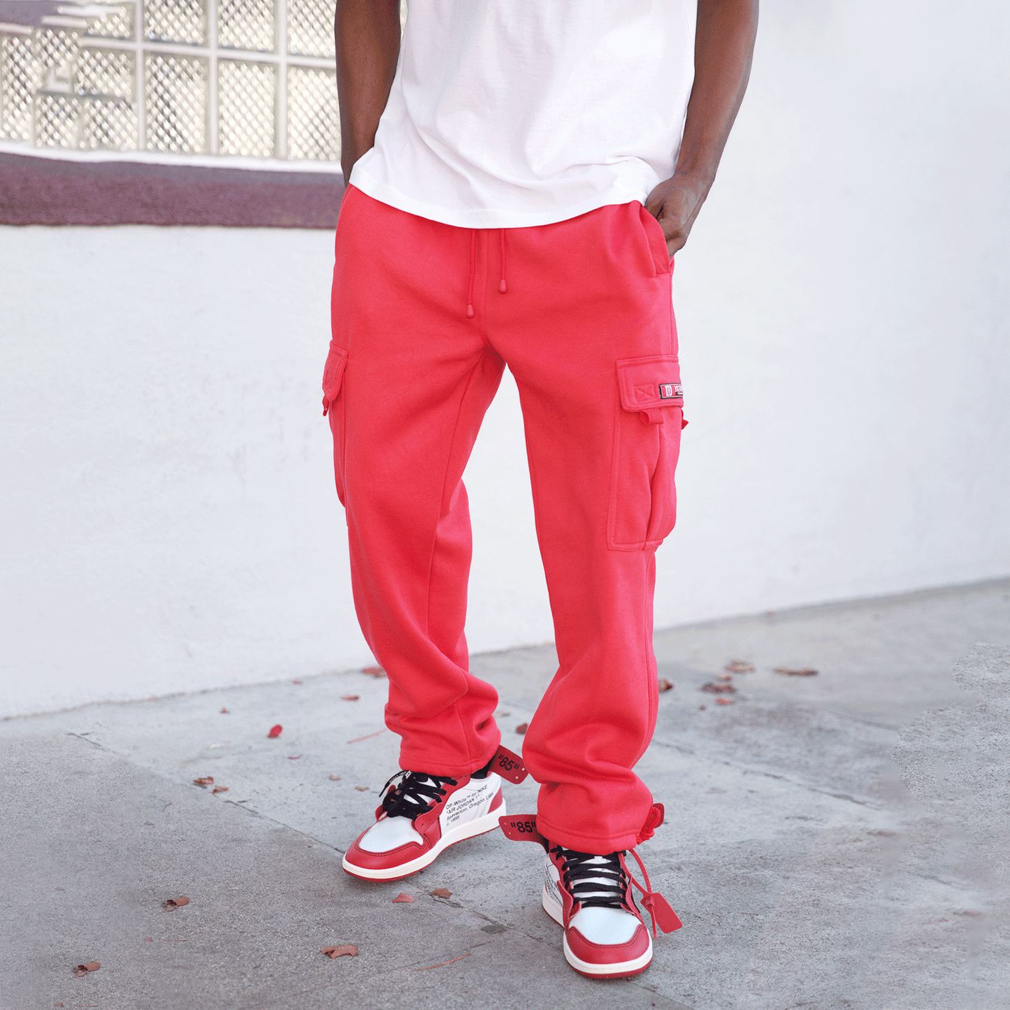 SOLID FLEECE HEAVYWEIGHT CARGO SWEATPANTS