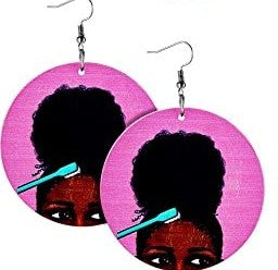 Wooden Dangle Earrings Brown Skinned Beauties Ladies/Women/Teens Casual Ethnic Earrings
