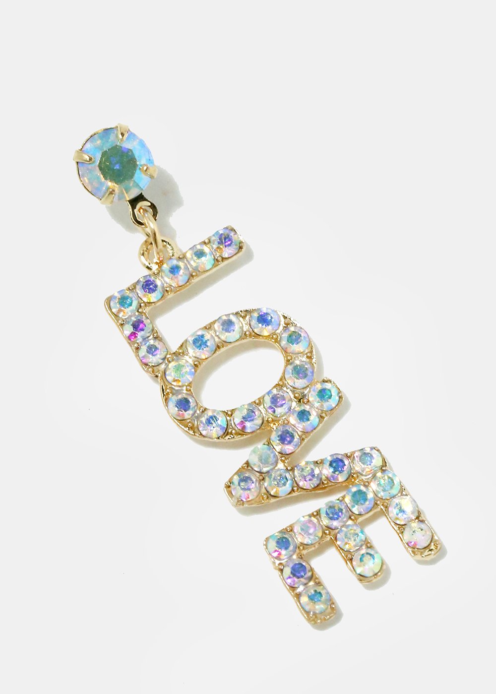 Teen Women Ladies Casual Dressy Rhinestone "LOVE" Drop Earrings