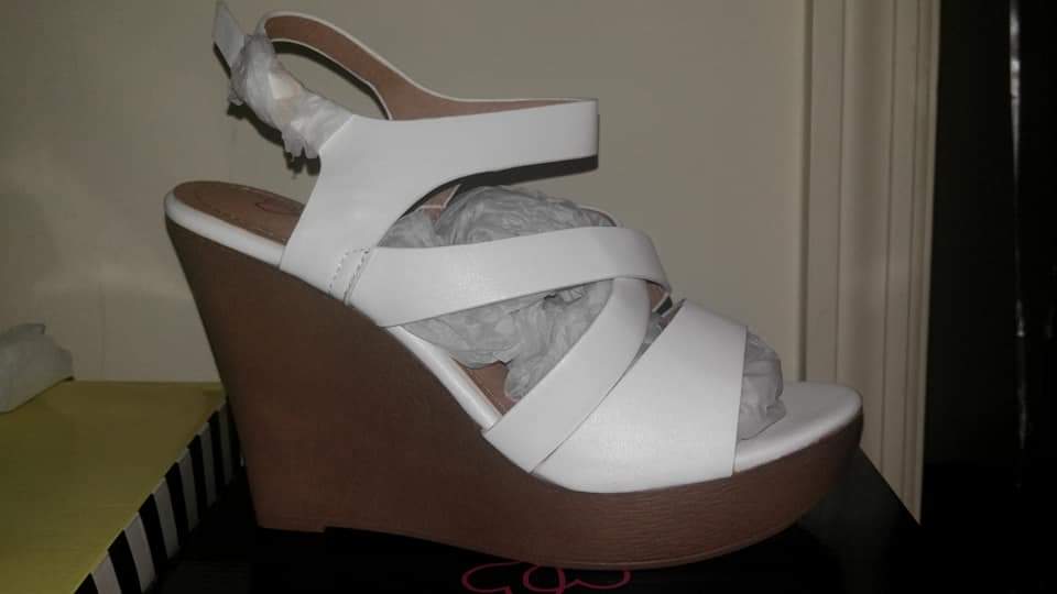 Ladies Women Teens White Lightweight Jimmy Wedge Heels