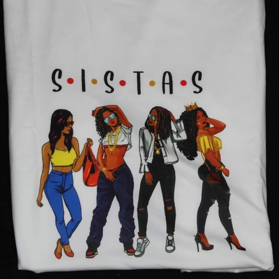 Plus Size Casual Letter Print T-shirt "Sistas"