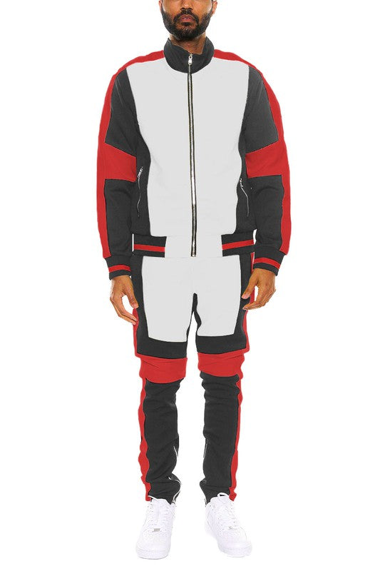 COLOR BLOCK SWEAT SET TRACK SUIT SETS