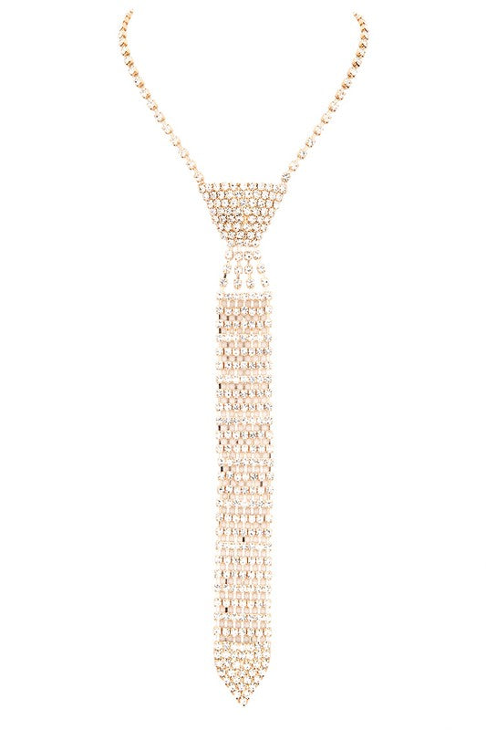 Rhinestone Neck Tie Necklace