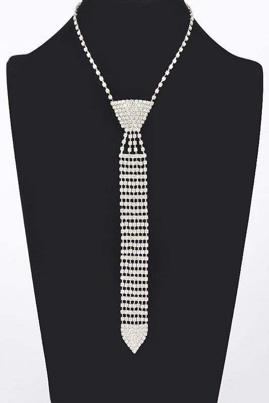 Rhinestone Neck Tie Necklace