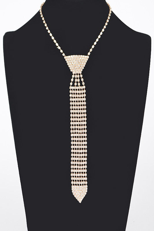 Rhinestone Neck Tie Necklace