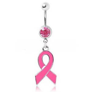 Women/Ladies/Teens Cancer Awareness Navel Ring Body Jewelry