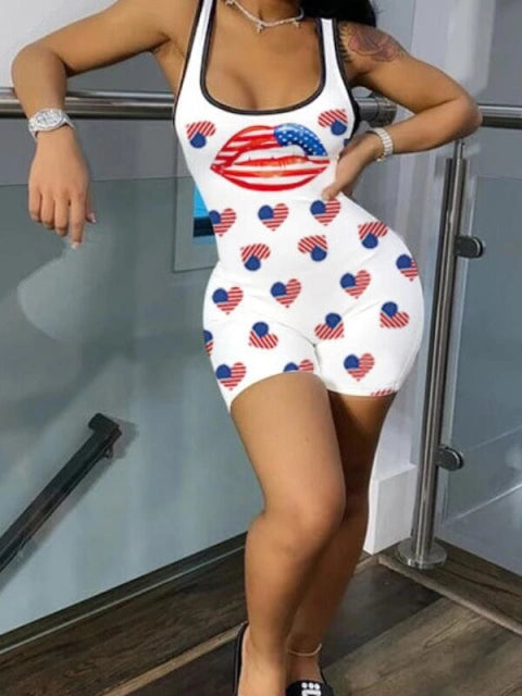 Women/Ladies/Teens Casual Sexy Lip Print Polyester Romper Nighty