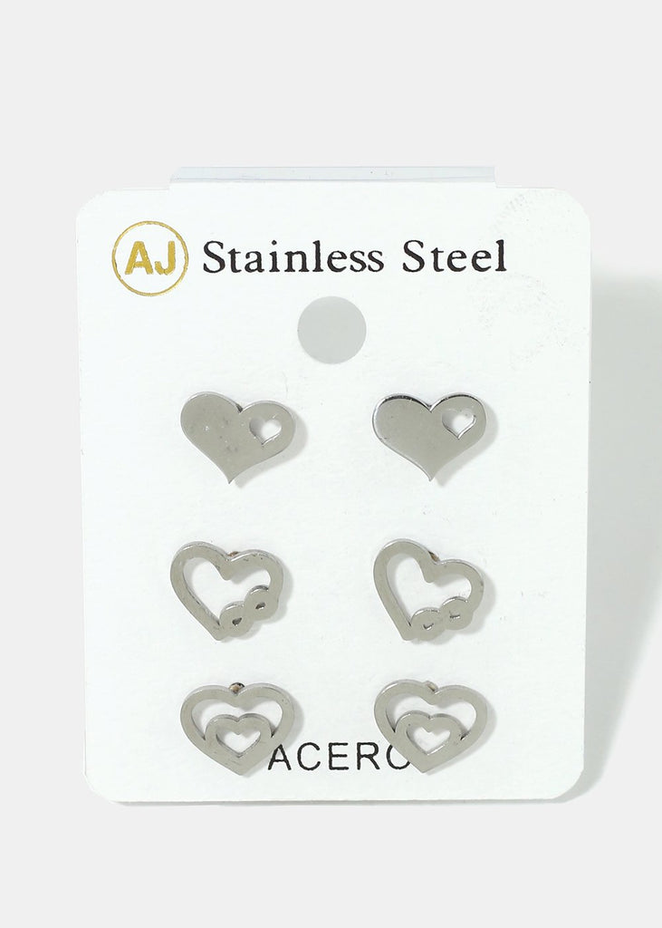 Teens/Girls/Ladies Hearts Stainless Steel Gold Silver Earrings