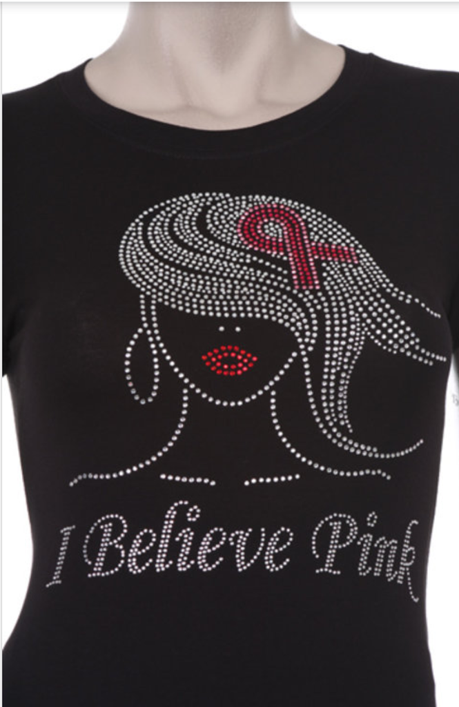 Women/Ladies/Teens  Cancer Awareness "I Believe Pink" T-shirt