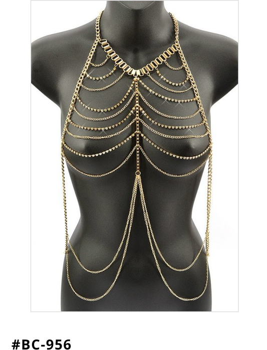 Women Ladies Rhinestone Layered Vest Body Chain