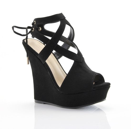 Dorri Women/Ladies  Wedge Heels Black Artificial Suede Leather