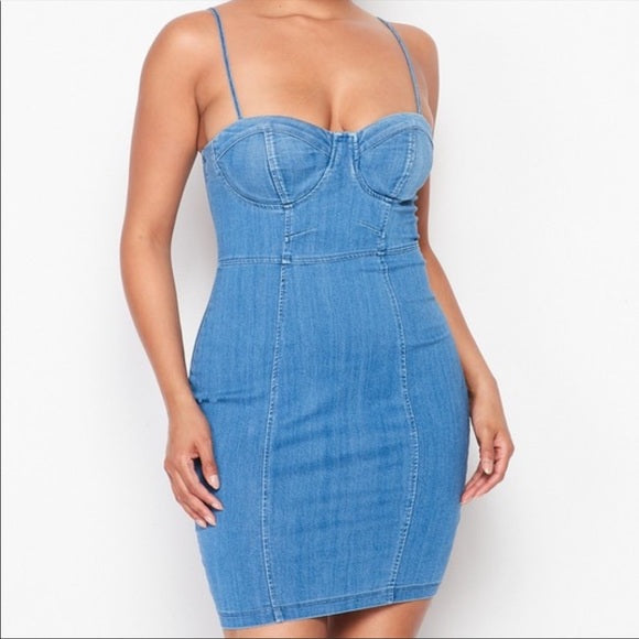 Denim Spaghetti Strap Dress