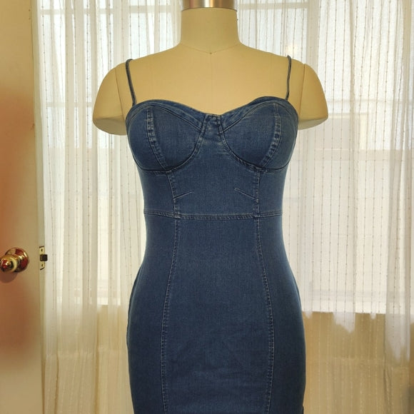 Denim Spaghetti Strap Dress