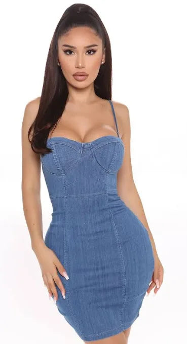 Denim Spaghetti Strap Dress