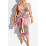 Women Ladies Teens Casual Tie Dye Two piece Skirt Set