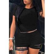 Ladies/Women Hollowed-Out Casual Summer Short Set